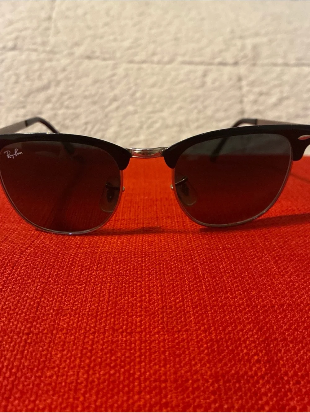 Ray-Ban Sunglass Temple Arm in Silver with Red Background